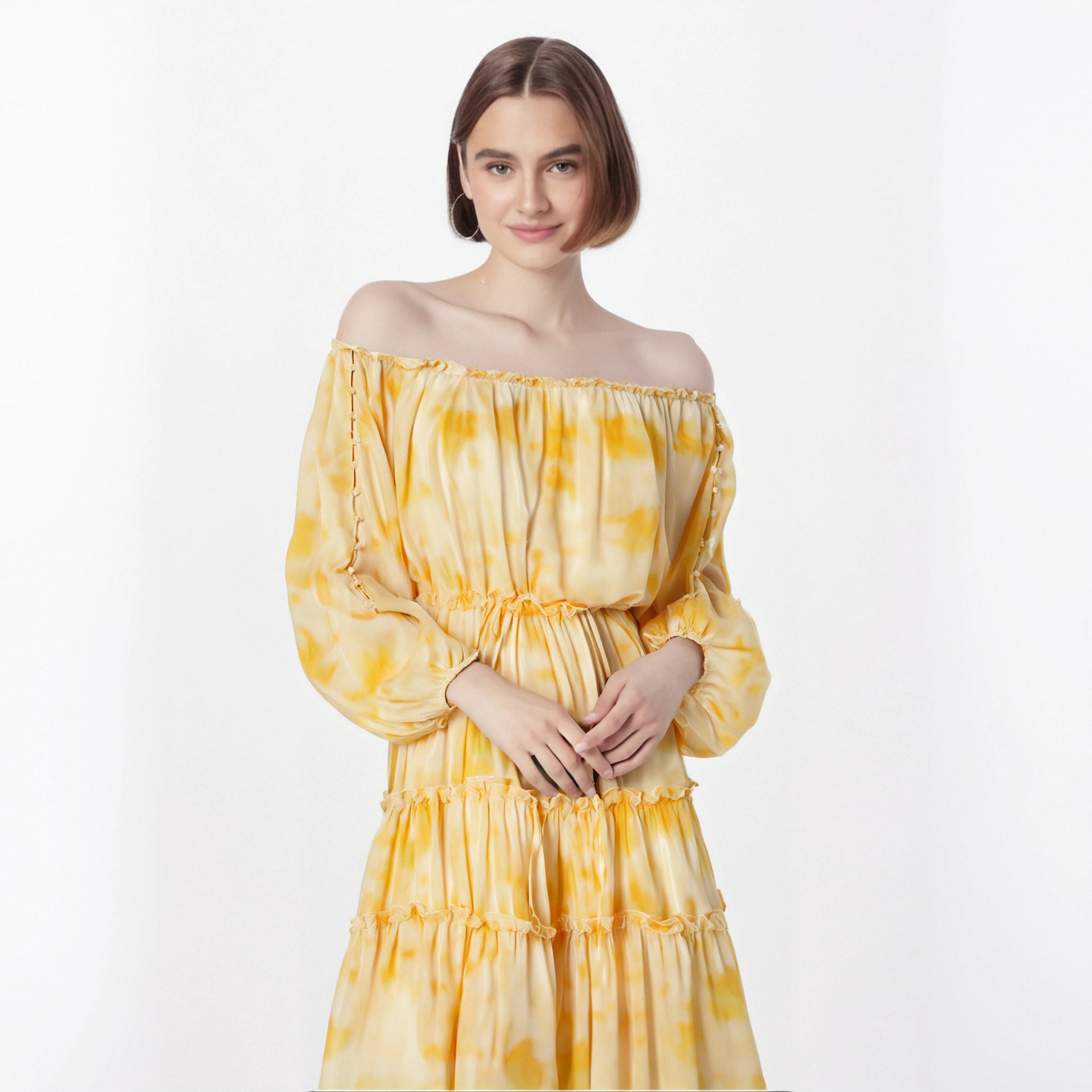 Dress Womens Clothing Lady Dresses Women Floral Print Solid Color Long Sleeved Casual Holiday Dress
