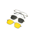2023 Square Original Double Bridge Eyeglasses Frame with Metal Temple Magnetic Clip on Sunglasses Double Bridge Glasses Frame