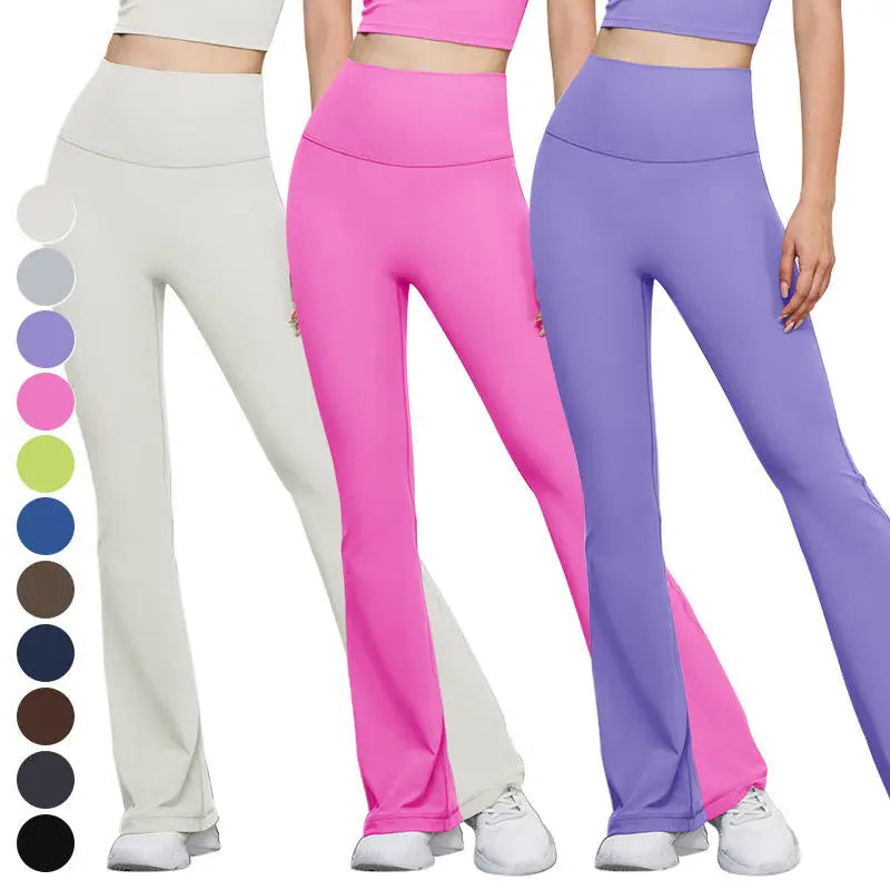 11 Colors Custom Girl Elastic 80% Nylon 20% Spandex Flare Pants Yoga Pants Wide Leg Pilates Gym Leggings for Women