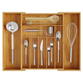 Bamboo Expandable Kitchen Drawer Organizer for Utensils Holder Adjustable Cutlery Tray Wood Drawer Dividers Organizer