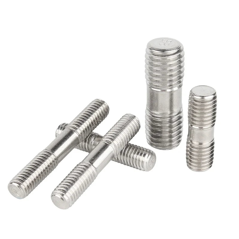 304 Stainless Steel Threaded Rod Ends All-Thread Stud Bolt with Double-Threaded Hanger Bolts Plain Finish