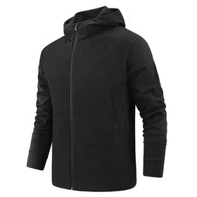 Wholesale Spring Men Fitness Running Gym Workout Lightweight Coated Zip-Up Hooded Jacket with Pockets