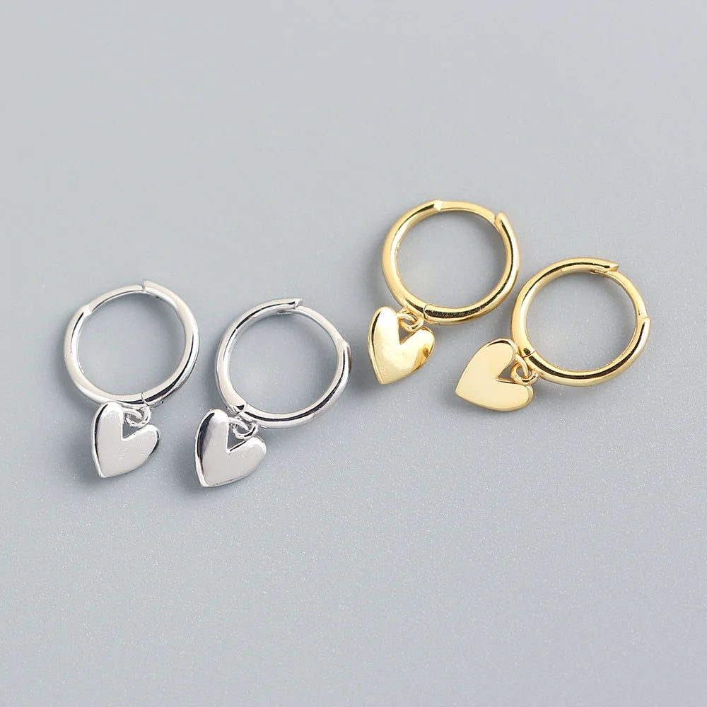 New Cute Design S925 Sterling Silver 18K Gold Plating Heart Pendant Dangle Earrings for Women YHE0248