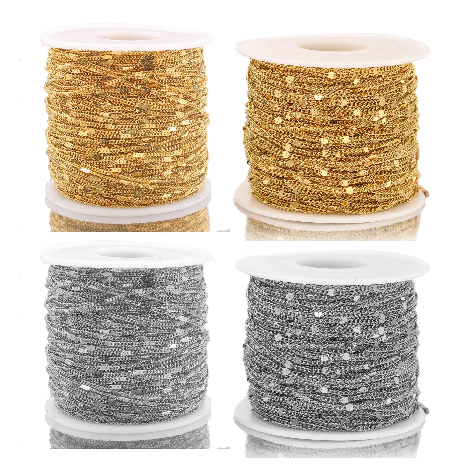 Factory Wholesale Stainless Steel Flattend  Pattern Link Chain Real Gold Plated Chain for DIY Jewelry Making