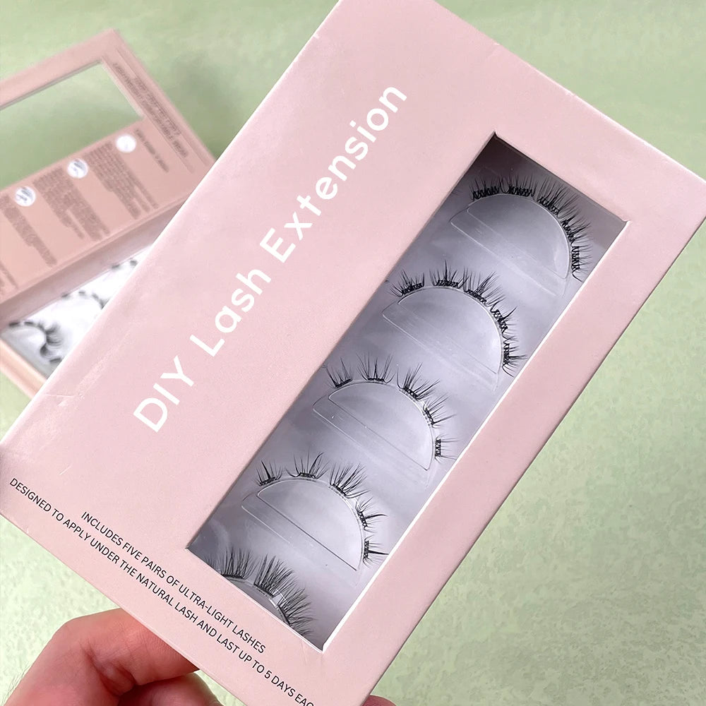 Custom Diy Eyelash Extension Kit Cat Eyes Cluster Lashes Mink Segment Lashes Faux Mink Ultra Thin Clear  Diy Lashes
