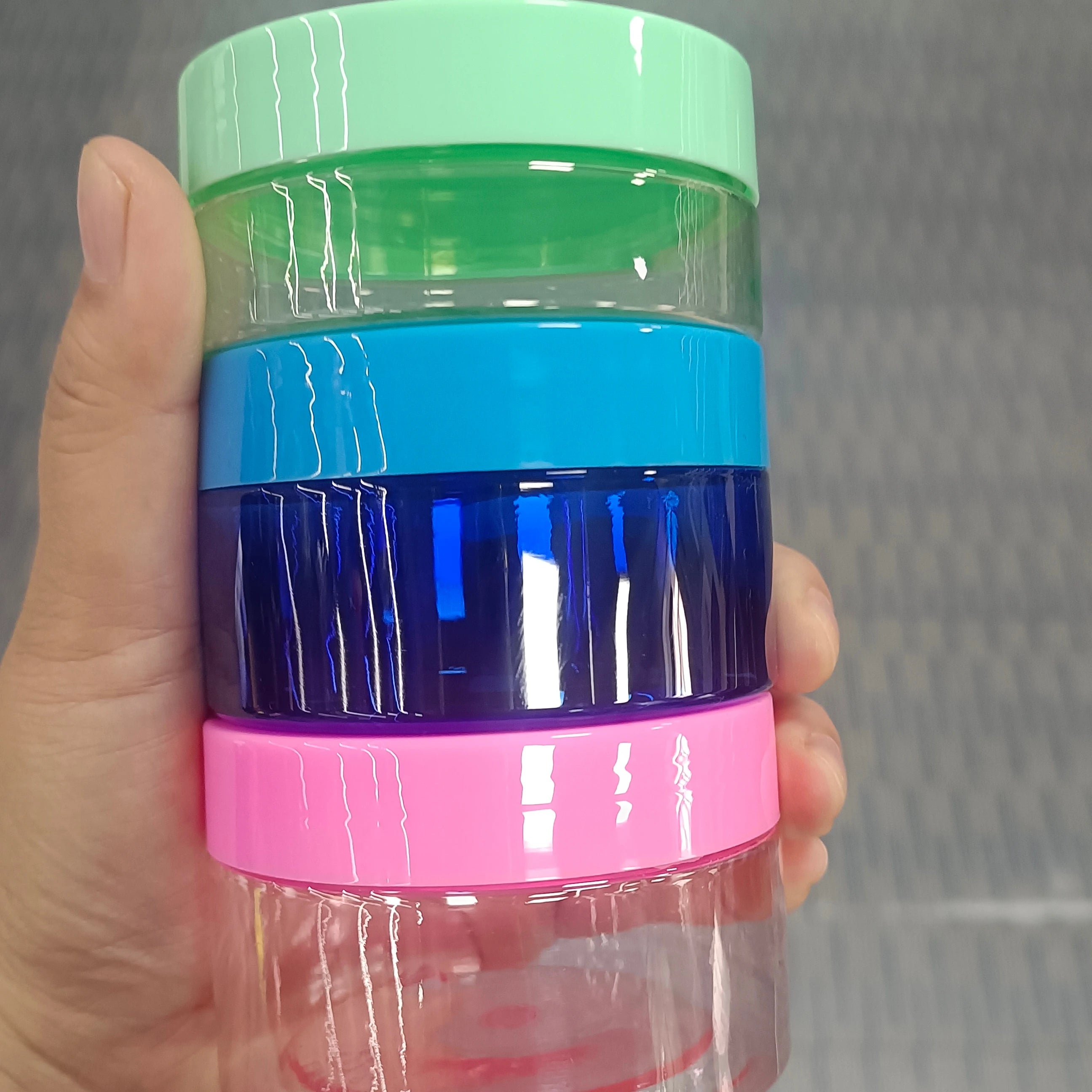 100g blue pink green colorful cosmetic cream plastic jars containers  with pink green blue lid