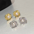 Two Crushed Ice Natural Freshwater White Bread Pearls Stud Earrings 6-7mm 18K Gold Platinum Plated Women's Anniversary Daily