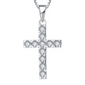 Handmade Religious Jewelry 925 Sterling Silver Cross Pendant Necklace with Round Cut Zircon for Men Women