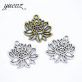 YuenZ 2 Colour Antique Silver Color Lotus Charm Fit for Bracelets Necklace Pendant DIY Metal Jewelry Making 22*22mm Q1117