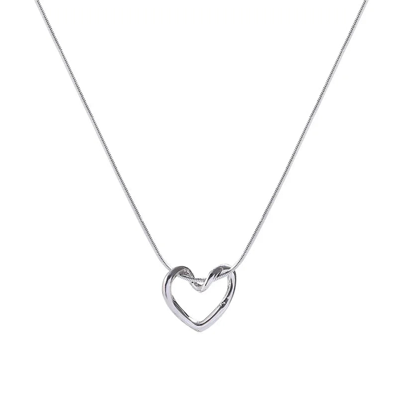 Titanium Steel Hollow Fine Chain Love Necklace for Women's Simple Fashion Trendy Clavicle Chain Necklace Jewelry Party Gift