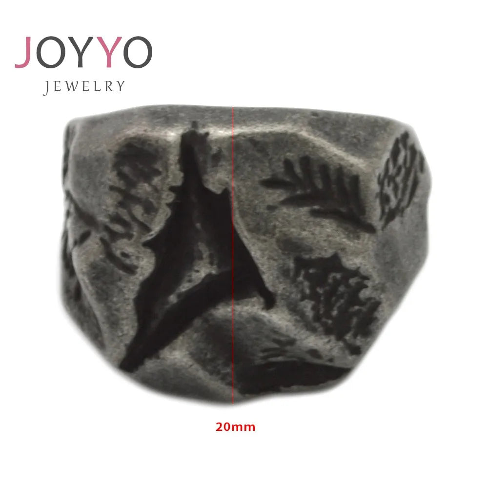 Manufacturer Best Selling Vintage Dinosaur Bone Viking Biker Stainless Steel Ring Antique Silver Plated for Men Party Gift