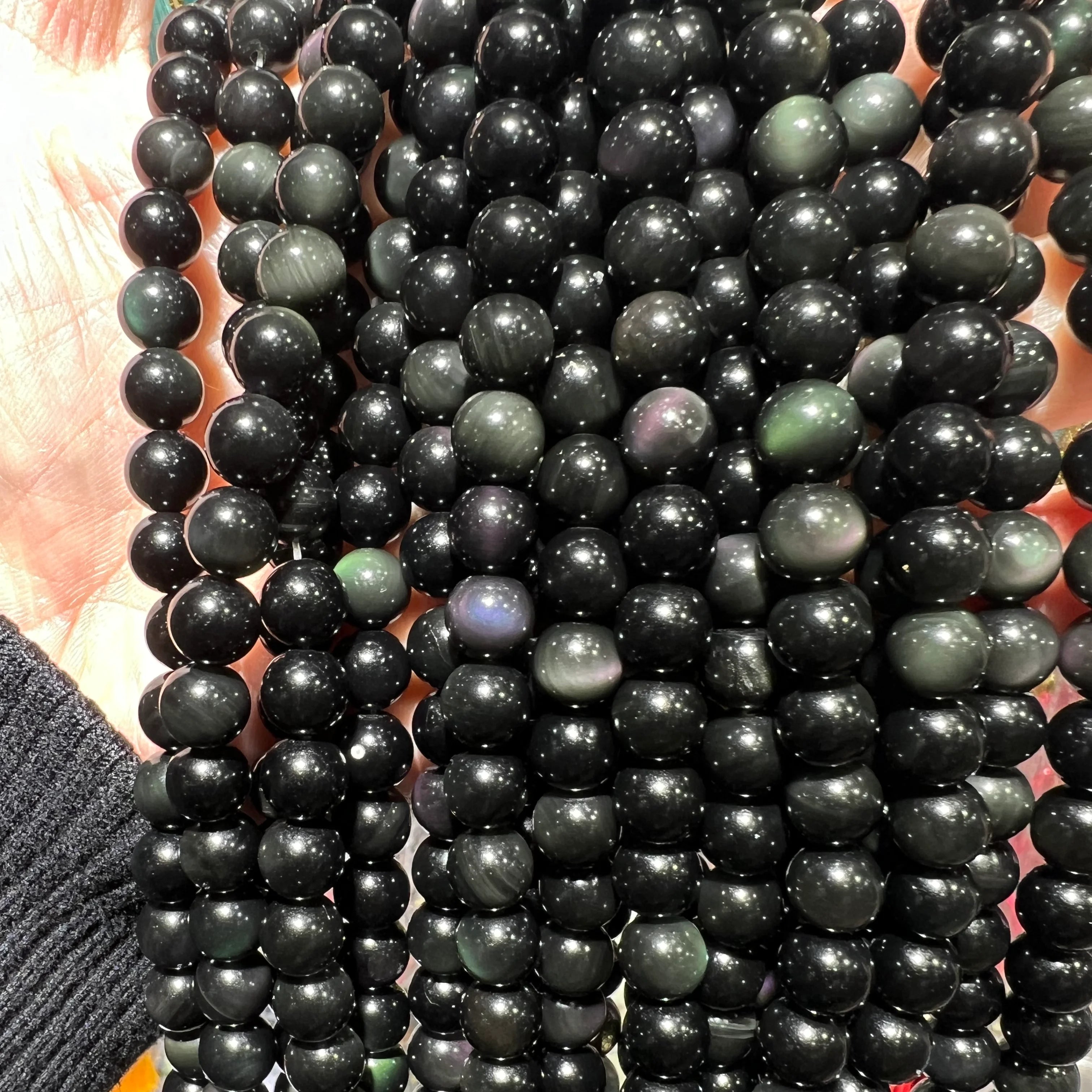 Wholesale Factory Supply 4-12mm Rainbow Obsidian Round Stones Natural Beads for Jewelry Making