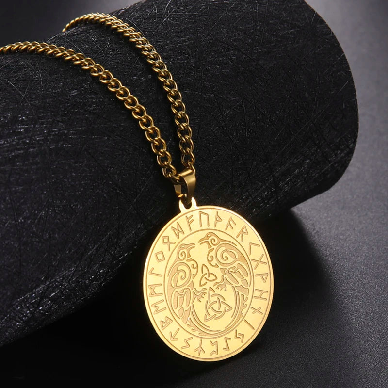 God Odin's Two Ravens Huginn and Muninn Pendant Necklace Stainless Steel Crow Norse Necklace Viking Pagan Mythology Talisman
