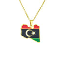 Manufacturer Stainless Steel 18k Gold Plated Enamel Libya Flag Charm Chain Necklace Enameled Libya Map Pendant Chain Necklace