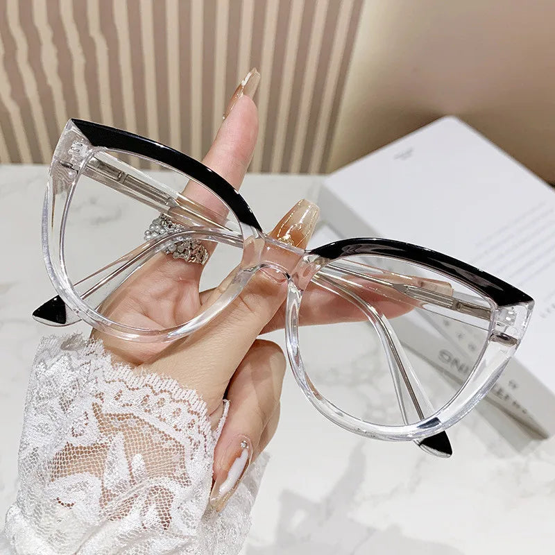 QSKY Colorful Myopia Hyperopia Oversized Prescription Optical Frame Eyewear PC Cat's Eye Anti Blue Light Unisex Eyeglasses