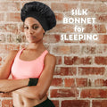 Satin Silk Sleeping Hair Bonnet with Tie Band Head Wrap Bonnets for Black Women with Curly Natural Hair Shower Caps