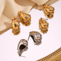 Water Drop Stud Earring Colorful Zircon Jewelry Earring for Women Gold Plated Stainless Steel Boucles D'oreilles