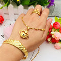Gold  Sand Gold Jewelry  Gold Plated  Jewelry Crown Bracelet Ring Pendant Three-Piece Set Women'S Accessories Wholesale