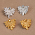 French Style Real Gold-Plated Brass Earrings Asymmetric Fan-Shape Flower Design Trendy Religious Wedding or Gift Jewelry