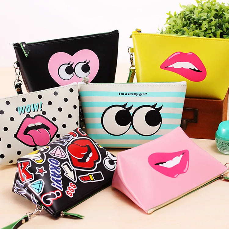 Hot Selling Wholesale Printed PU Leather Cosmetic Zipper Bag with Portable Customizable Makeup Toiletry Pouch