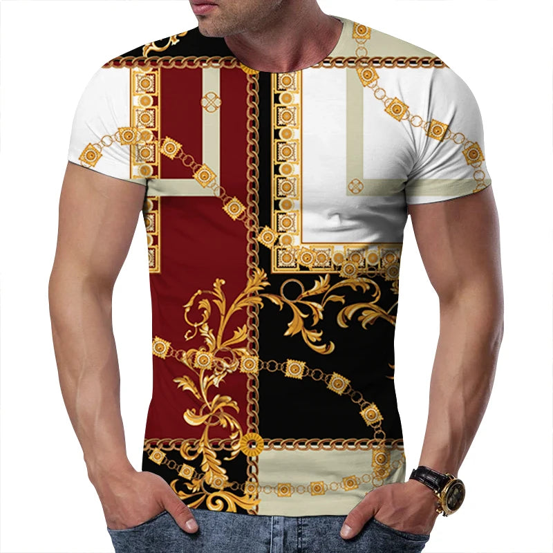 New Arrival Men's Hip Hop Graphic Print T-Shirt Fashion Special Design Crewneck Rapper Short Sleeve Tops