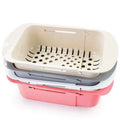 HelloWorld Foldable Fruit Vegetable Washing Basket Strainer Portable Plastic Colander Kitchen Tools Collapsible Sink Drainer