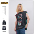 Men Loose Fit Knitted Gradient Wash Distressed Vintage Sleeveless T-shirt 100% Cotton Breathable