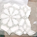 White Flower Pattern Waterjet Mosaic Marble Mix Shell Mosaic Tile Artistic Mosaics Genre