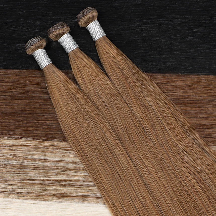 Remy 100% Human Hair Extensions Genius Weft Russian Hair Extentions Weft 22 Inch Light Brown 50g Genius Weft Hair Extensions
