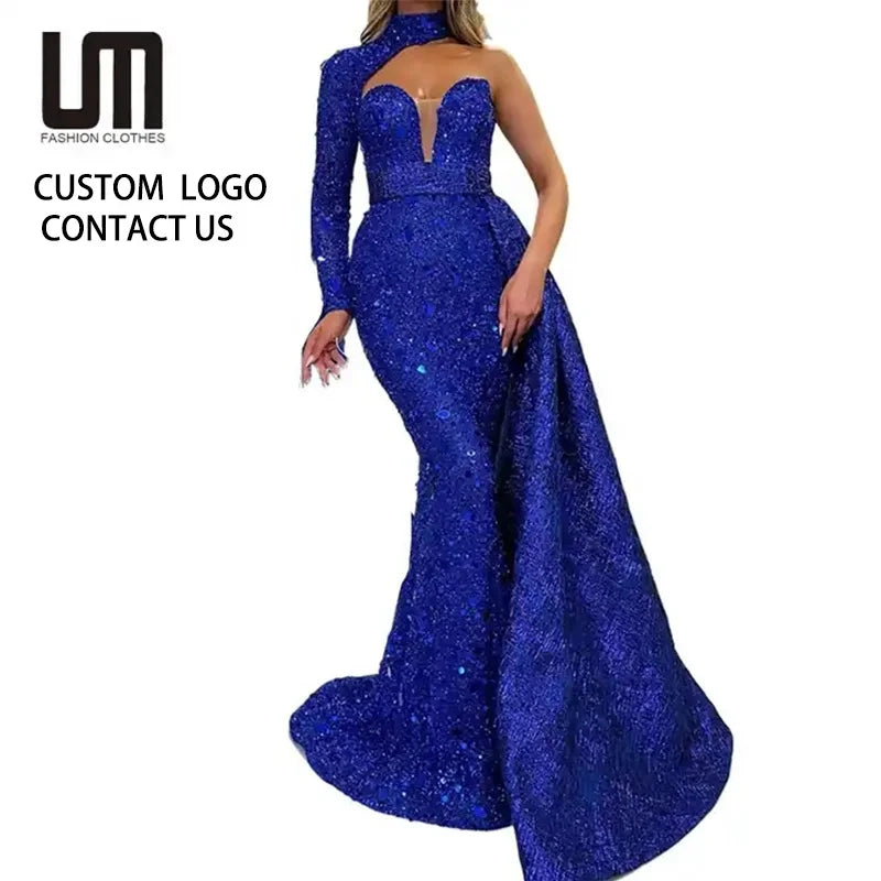OEM Service Women's Long Sleeve Elegant Ball Gown Autumn Winter Collection Empire Waistline Floor-Length Bodycon Dress Polyester