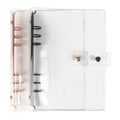 A5 Refillable Traveller Journal Binder Cover Clear PVC Notebook Shell Snap Button Closure Rose Gold Black 6 Ring Loose Leaf Case