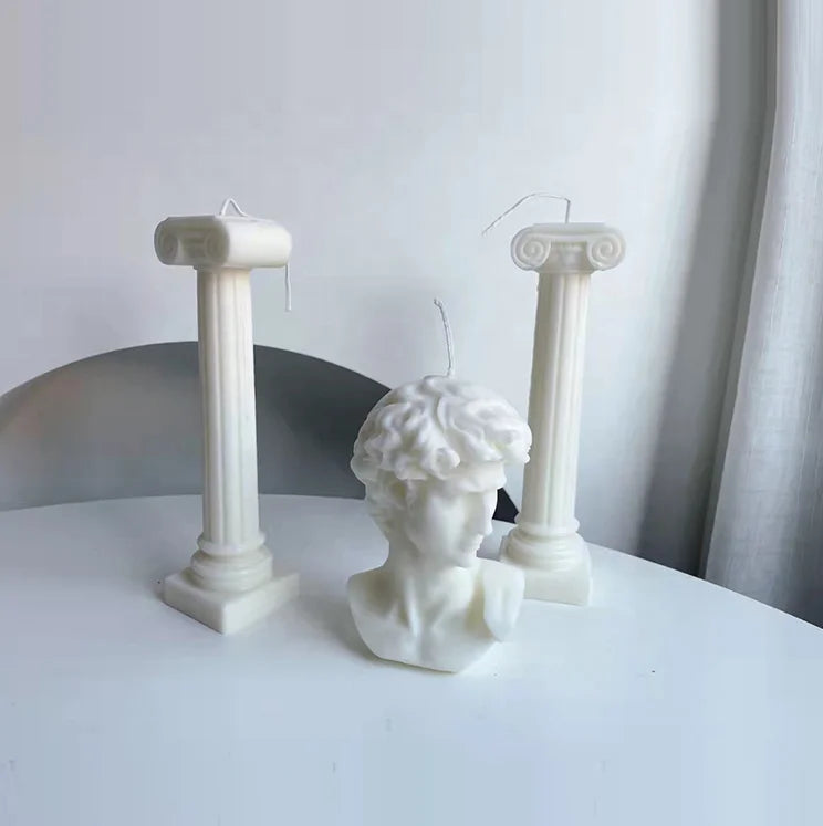 New Greek Column Pillar Candle with David Head Scented Candle for Home Decor for Holiday Thanksgiving Mother's Day Christmas