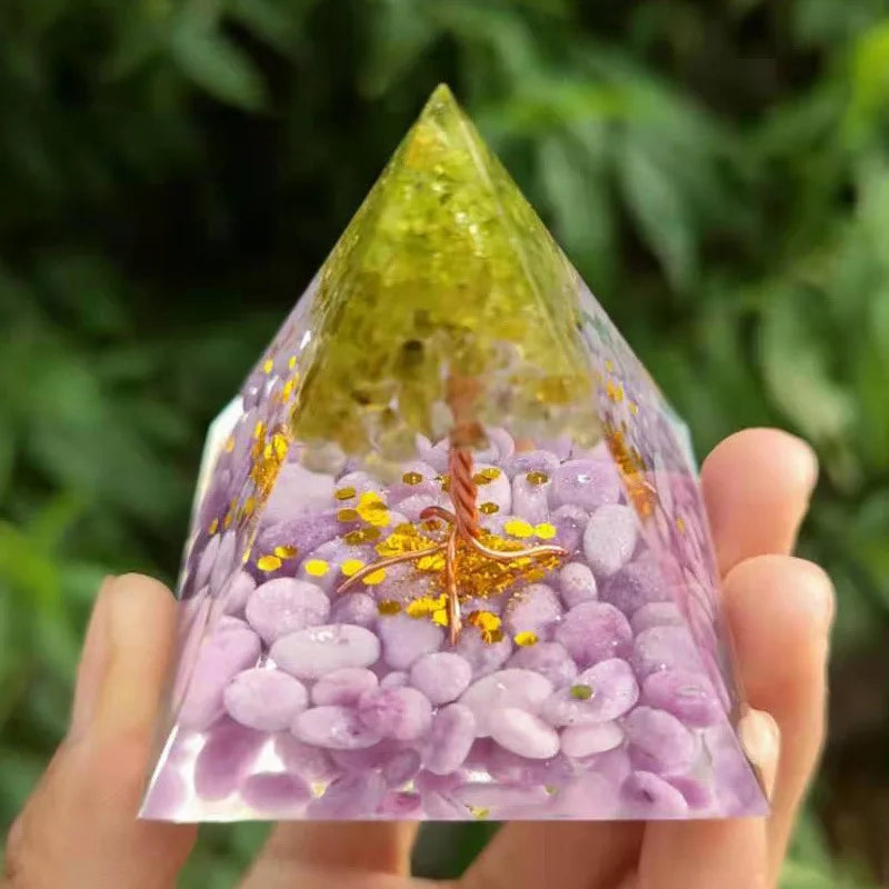 Handmade Amethyst Crystal Sphere Orgone Pyramid Strawberry Crystal Reiki Chakra Energy Orgone Collection Emf Protection