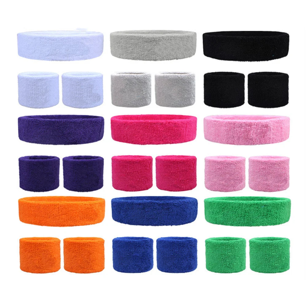 Hot Seller Sport Customized Logo Running Tennis Terry Cotton Black Wristband Headband Sweatband