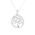 Wholesale Custom 925 Silver Pendant with Jewelry CZ Colorful Tree of Life Pendant Necklace