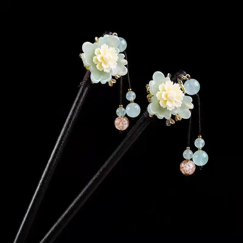 Wholesale Vintage Flower Wooden Hair Sticks for Women Chinese Style Handmade Hair Stick Accessories