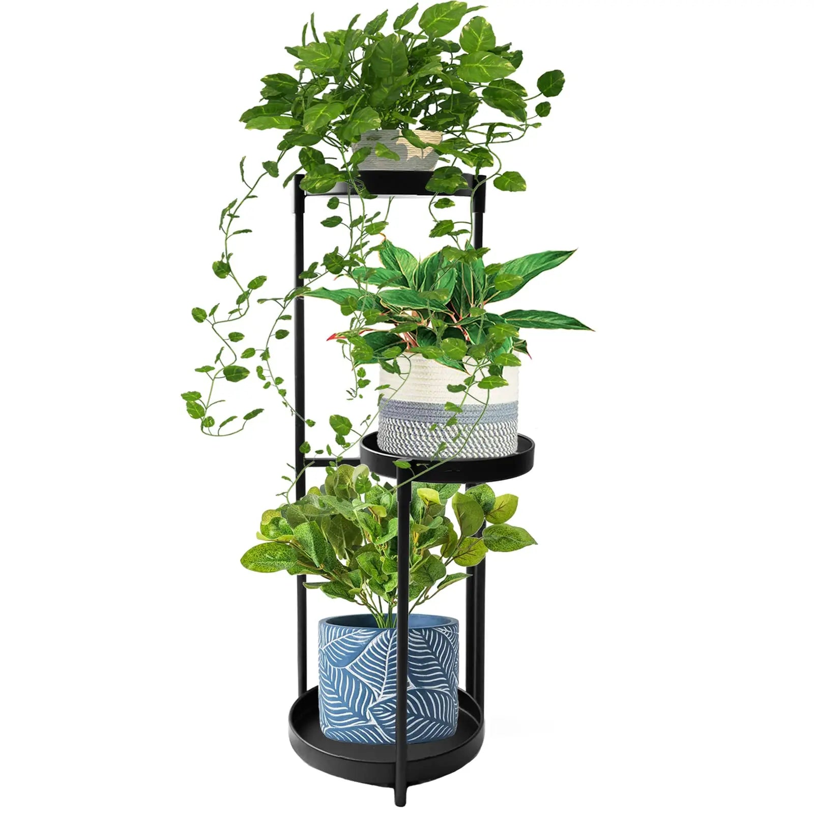 3-Tier Metal Iron Flower Stand with Powder Coating Corner Display Rack for Garden Plant Pot Holder