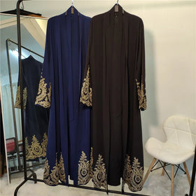 Women Abaya Burqa Eid Gown Slim Abaya Middle East Applique Dress for Muslim Ladies Adults Robes