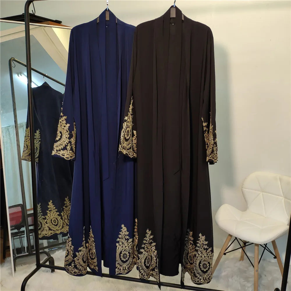 Women Abaya Burqa Eid Gown Slim Abaya Middle East Applique Dress for Muslim Ladies Adults Robes