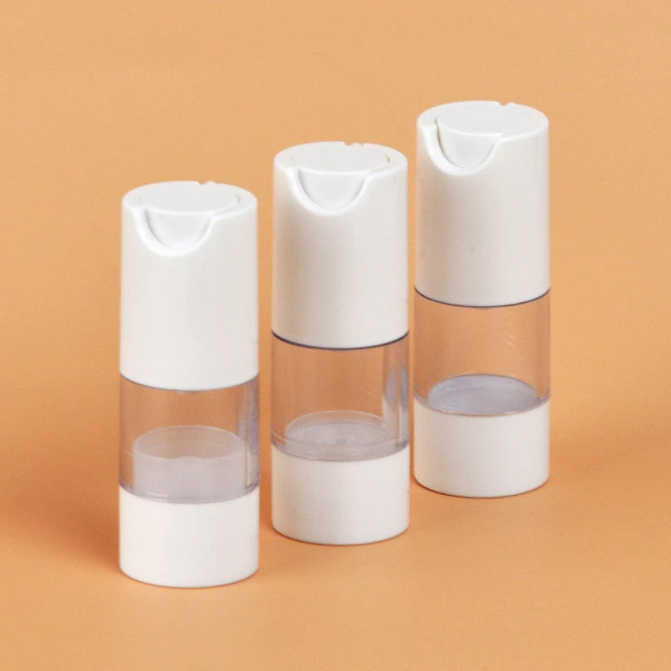 Luxury Cosmetic Container Airless Lotion Plastic Bottle 15ml 30ml 50ml Sun Cream Body Transparent White Lotion Bottle