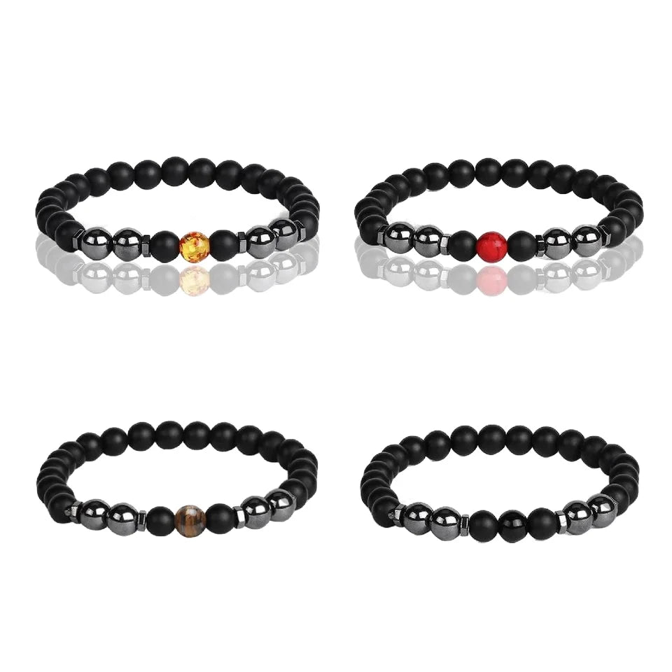 Trendy Anti-Edemma Magnetic Therapy Bracelet and Anklet Natural Obsidian for Stress Relief Anxiety Reduction Weight Loss