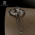 ICEBELA Fashion Jewelry 925 Sterling Silver Korean Niche All-in-one Texture Chain Double Ring Female Diamond Fine Ring