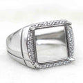 Sterling Silver 13*13mm Semi Mount Men's Ring Frame Empty Blank Claw Setting S925 Base Holder Without Center Stone for DIY Inlay