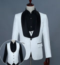 Custom Made White Formal Pattern Shawl Lapel Single 3 Piece Men Suit WF578