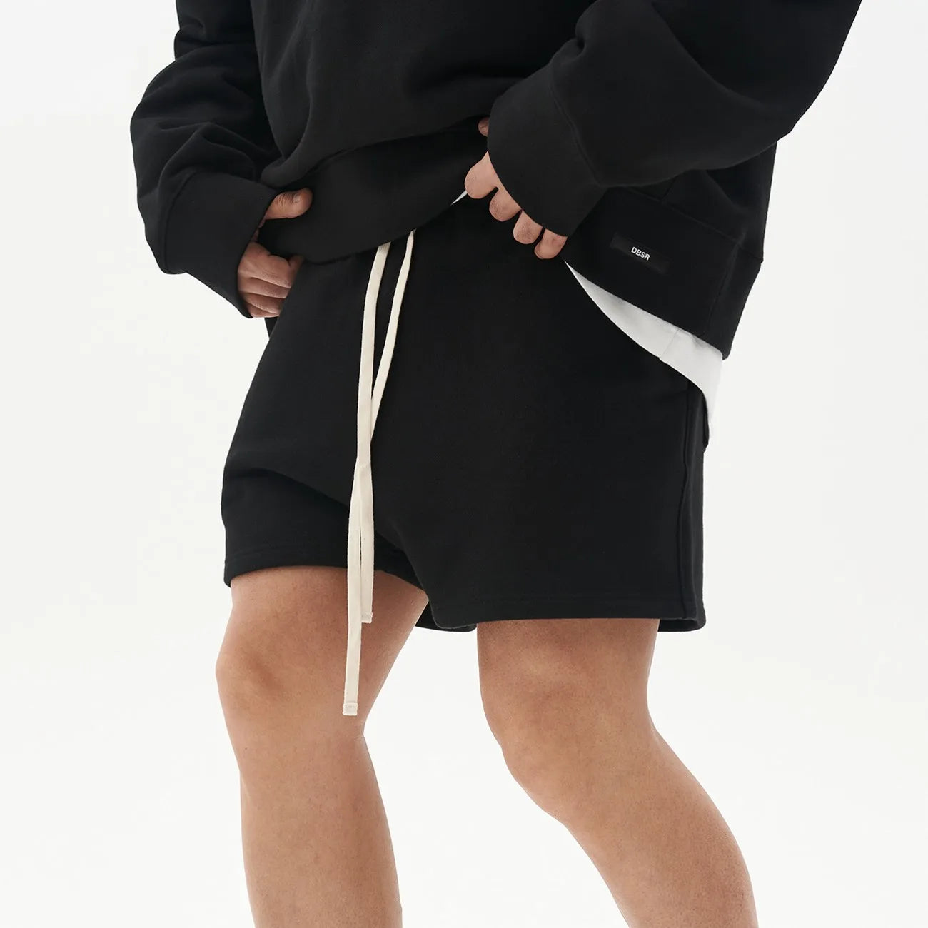 Wholesale Cotton Shorts Black Solid Color Streetwear Gym Men's Sports Shorts With String