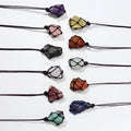 Crystal Necklaces Natural Amethyst Necklace Stone Pendant Necklace Amazonite Fluorite with Braided Rope Gifts for Men Women Girl
