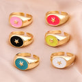 Hot Selling Popular Street Beat Ring Jewelry Creative Opening Rings Beautiful Multi-color Oil Drip Star Ring for Women