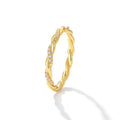 Vintage Simple 925 Sterling Silver Fashion Twist Lines Rope Clear Zirconia Accessories Ring Jewelry