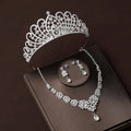 New Bridal Fashion Simple Necklace Crown Three-piece Wedding Jewelry Sets