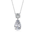 Dylam Luxurious Fine Jewelry Women Rhodium Plated 925 Sterling Silver Circle Teardrop 5A CZ Cubic Zirconia Pendant Necklace